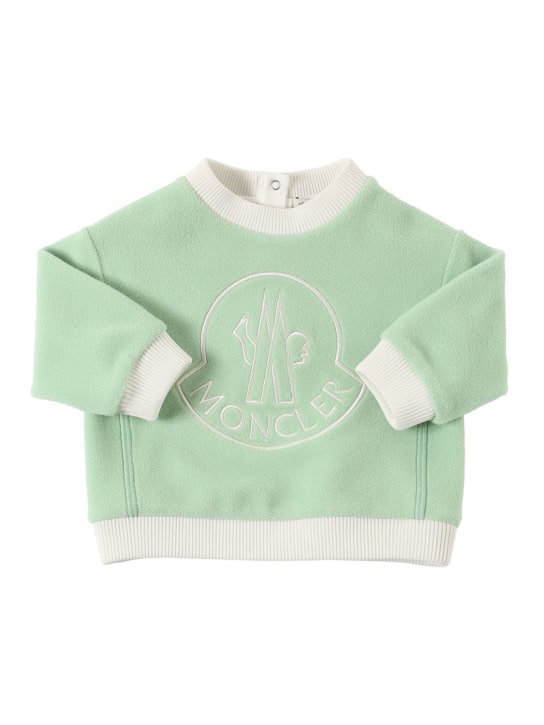 Moncler: Logo stretch tech sweatshirt - Light Green - kids-girls_0 | Luisa Via Roma