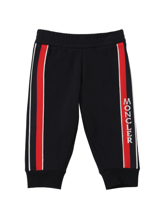 Moncler: Pantalones deportivos de algodón stretch - Azul Marino - kids-boys_0 | Luisa Via Roma