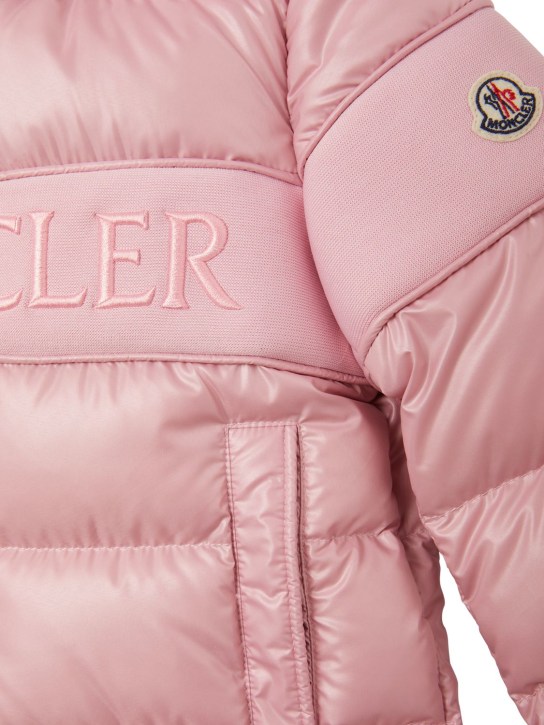 Moncler: Truyere shiny tech down jacket - Rose Pink - kids-boys_1 | Luisa Via Roma