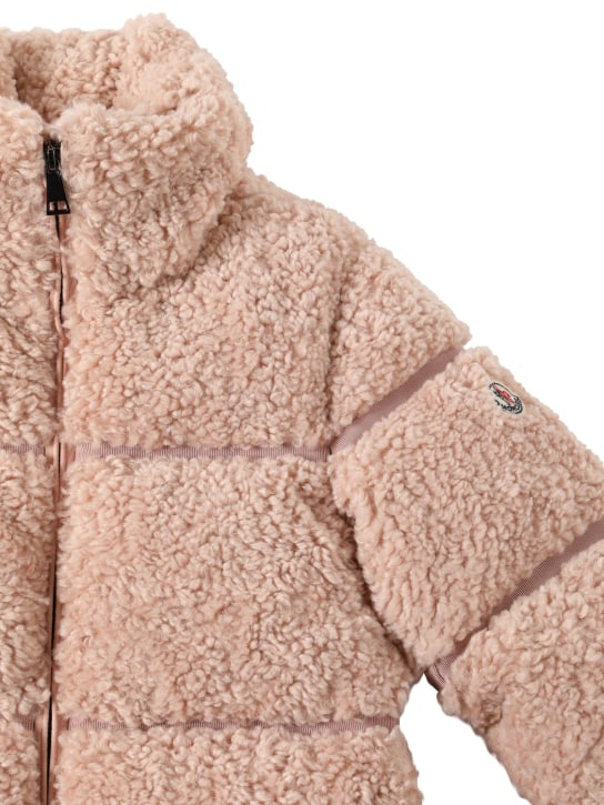 Moncler: Segura teddy fleece down jacket - Pembe - kids-girls_1 | Luisa Via Roma