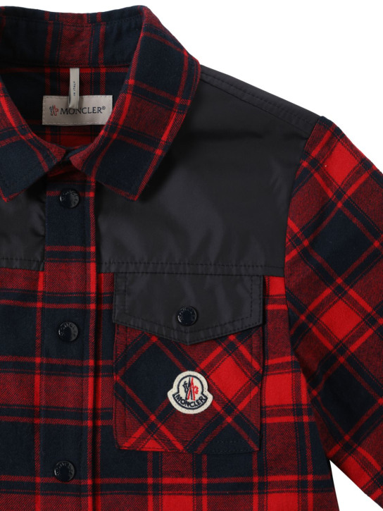 Moncler: Checked cotton flannel shirt - Kırmızı - kids-boys_1 | Luisa Via Roma