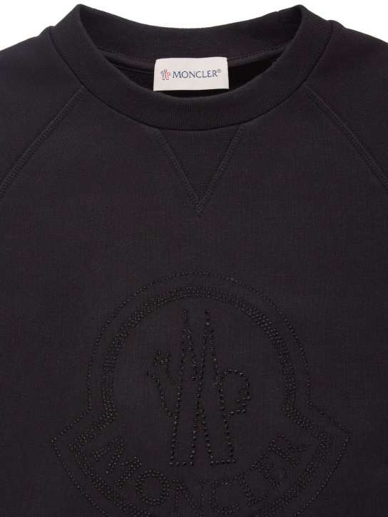 Moncler: Sweat-shirt en coton brossé - Noir - kids-girls_1 | Luisa Via Roma