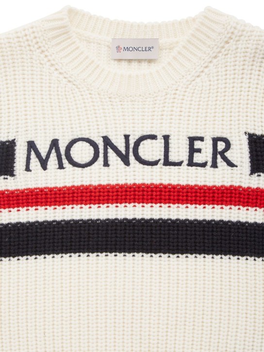 Moncler: Extra-fine wool sweater - Doğal - kids-boys_1 | Luisa Via Roma