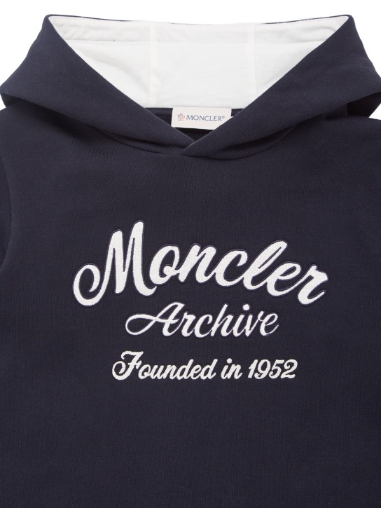 Moncler: Brushed cotton sweatshirt hoodie - Navy - kids-boys_1 | Luisa Via Roma