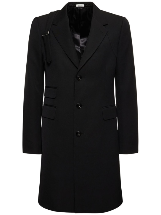 Alexander McQueen: Manteau en laine à boutonnage simple - Noir - men_0 | Luisa Via Roma