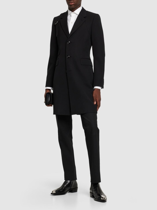 Alexander McQueen: Manteau en laine à boutonnage simple - Noir - men_1 | Luisa Via Roma