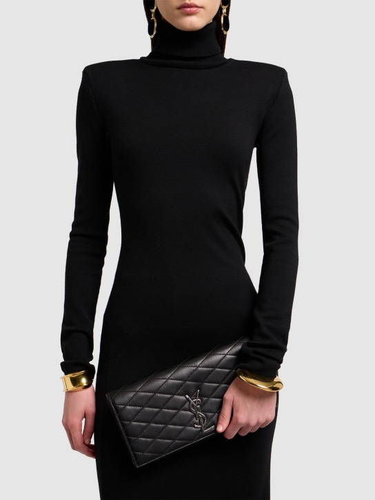 Saint Laurent: Kate leather clutch - Black - women_1 | Luisa Via Roma