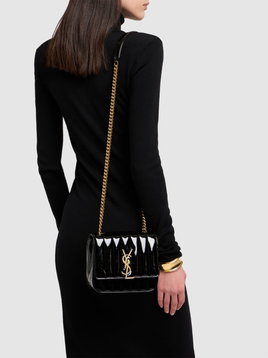 Saint Laurent: Small Vicky leather shoulder bag - Black - women_1 | Luisa Via Roma