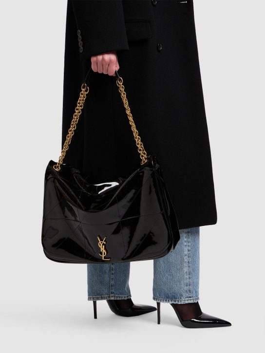 Saint Laurent: Jamie 4.3 patent effect shoulder bag - Black - women_1 | Luisa Via Roma