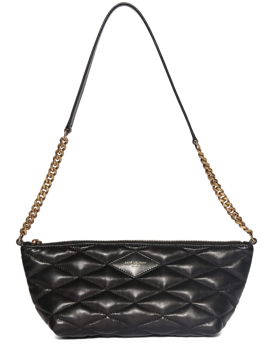 Saint Laurent: Zipped leather shoulder bag - Black - women_0 | Luisa Via Roma