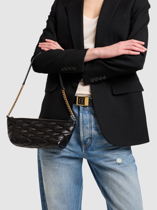 Saint Laurent: Zipped leather shoulder bag - Black - women_1 | Luisa Via Roma