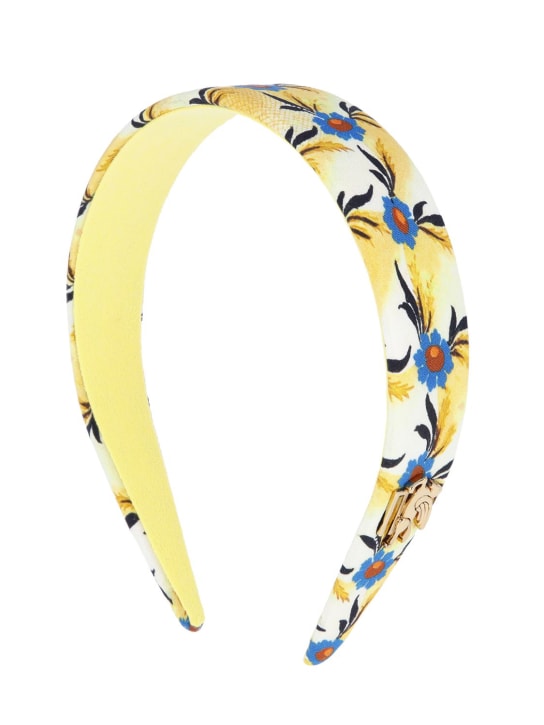Etro: Large floral printed silk headband - Multi/Yellow - women_0 | Luisa Via Roma