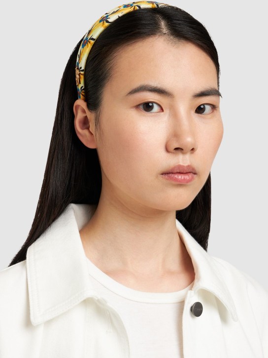 Etro: Large floral printed silk headband - Multi/Yellow - women_1 | Luisa Via Roma