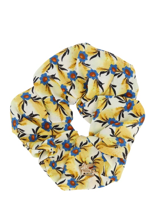 Etro: Printed silk scrunchie - Multi/Gelb - women_0 | Luisa Via Roma