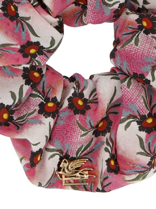 Etro: Printed silk scrunchie - Multi/Rosa - women_1 | Luisa Via Roma