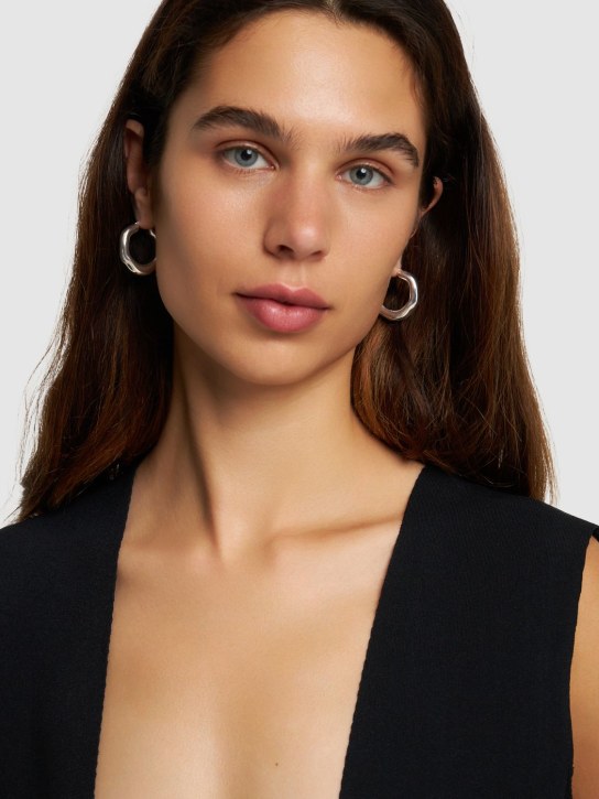 Jil Sander: New Lightness 1 hoop earrings - Gümüş - women_1 | Luisa Via Roma