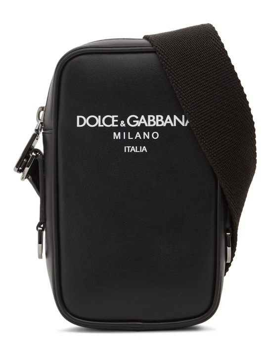 Dolce&Gabbana: Umhängetasche aus Leder - Schwarz - men_0 | Luisa Via Roma