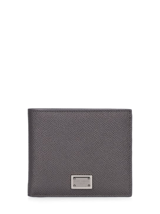 Dolce&Gabbana: Logo plaque leather wallet - Canna Fucile - men_0 | Luisa Via Roma