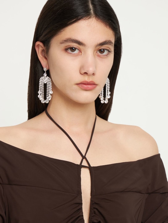 Magda Butrym: Crystal cascade drop earrings - Gümüş - women_1 | Luisa Via Roma