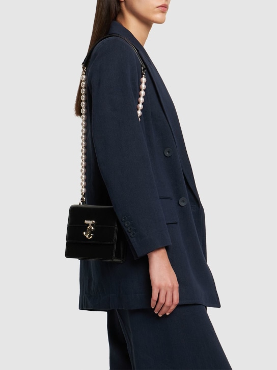Jimmy Choo: Mini Avenue Quad leather shoulder bag - Black/Light Gol - women_1 | Luisa Via Roma