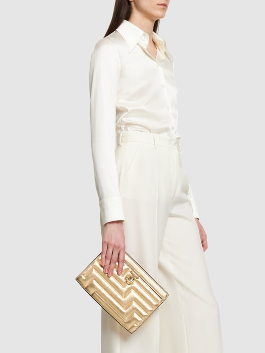 Jimmy Choo: Avenue quilted metallic pouch - Gold/Light Gold - women_1 | Luisa Via Roma