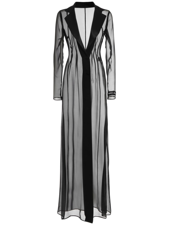 Dolce&Gabbana: Robe chemise longue en soie transparente - Noir - women_0 | Luisa Via Roma