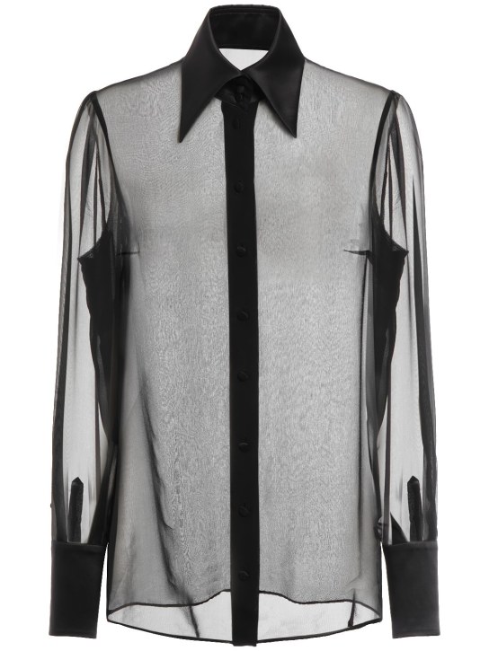 Dolce&Gabbana: Sheer silk chiffon shirt - Black - women_0 | Luisa Via Roma