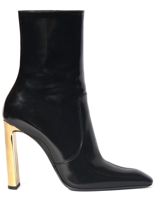 Saint Laurent: 105mm Auteuil leather ankle boots - Siyah - women_0 | Luisa Via Roma