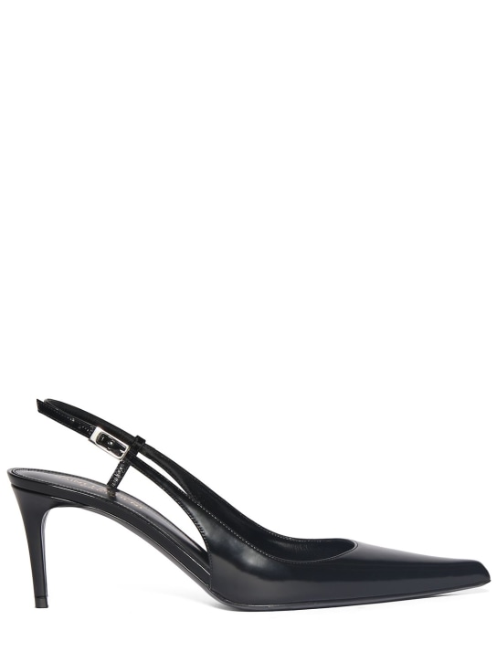 Saint Laurent: Zapatos destalonados de piel 70mm - Negro - women_0 | Luisa Via Roma