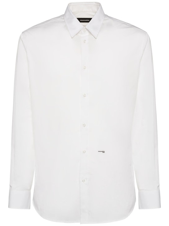 Dsquared2: Stretch cotton poplin shirt - White - men_0 | Luisa Via Roma