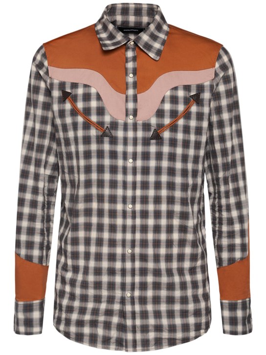 Dsquared2: 西部风格格纹棉质衬衫 - men_0 | Luisa Via Roma