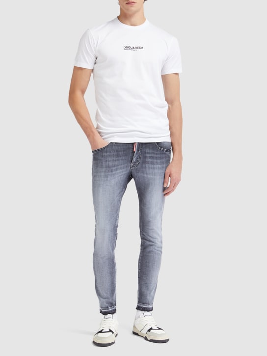 Dsquared2: T-shirt en jersey de coton imprimé logo - men_1 | Luisa Via Roma