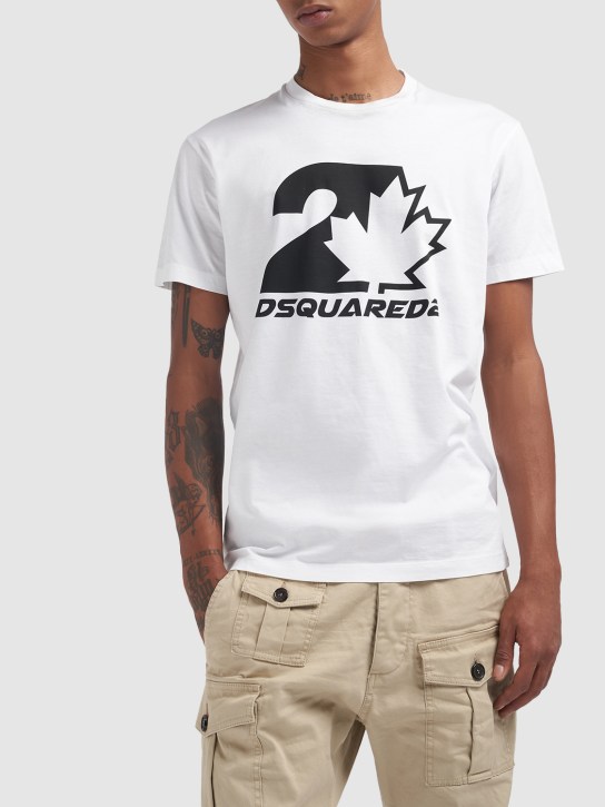 Dsquared2: 印花棉质平纹针织T恤 - men_1 | Luisa Via Roma