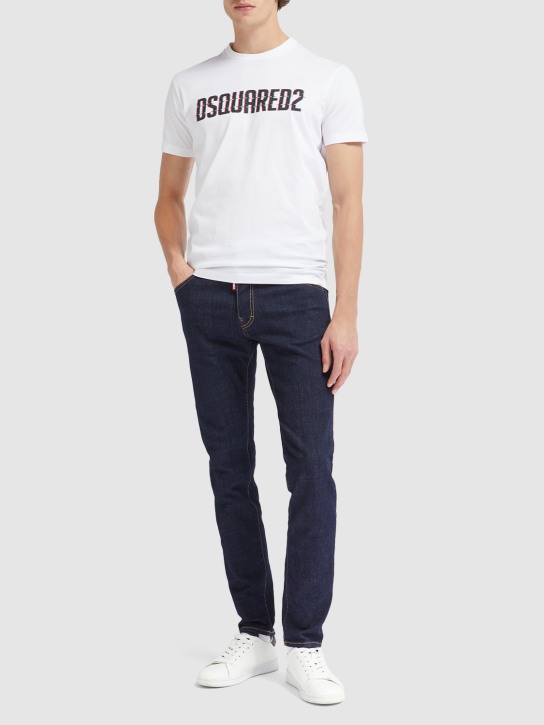 Dsquared2: Logo printed cotton jersey t-shirt - White - men_1 | Luisa Via Roma