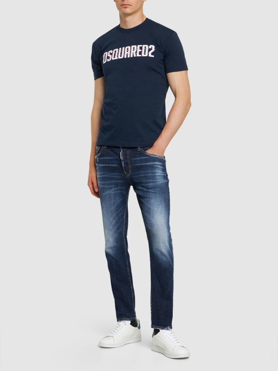 Dsquared2: Logo printed cotton jersey t-shirt - Navy - men_1 | Luisa Via Roma