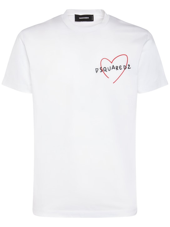 Dsquared2: 로고 프린트 코튼 저지 티셔츠 - men_0 | Luisa Via Roma