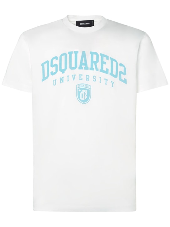 Dsquared2: T-Shirt aus Baumwolljersey mit Logo - men_0 | Luisa Via Roma