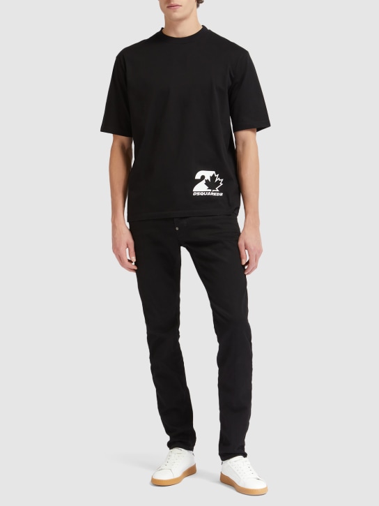 Dsquared2: Camiseta de jersey de algodón estampada - Negro - men_1 | Luisa Via Roma