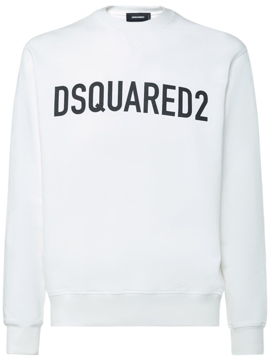 Dsquared2: Sweat-shirt en jersey de coton à logo - men_0 | Luisa Via Roma