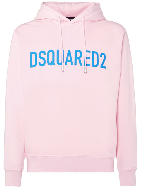 Dsquared2: Logo棉质平纹针织连帽卫衣 - men_0 | Luisa Via Roma