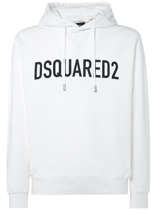 Dsquared2: Logo cotton jersey hoodie - men_0 | Luisa Via Roma