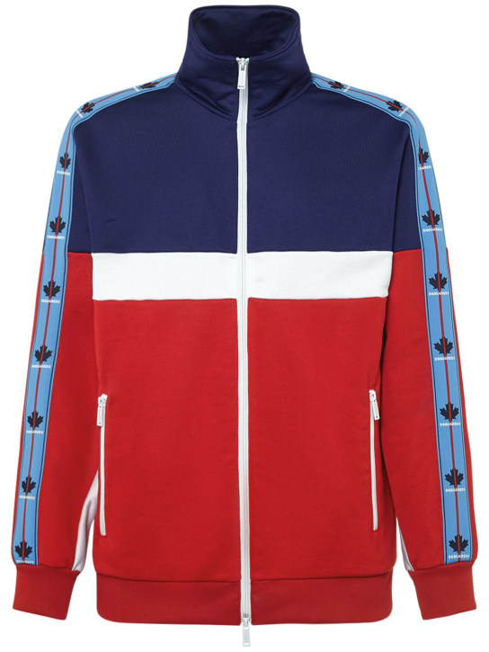 Dsquared2: Cotton blend zip track jacket - men_0 | Luisa Via Roma