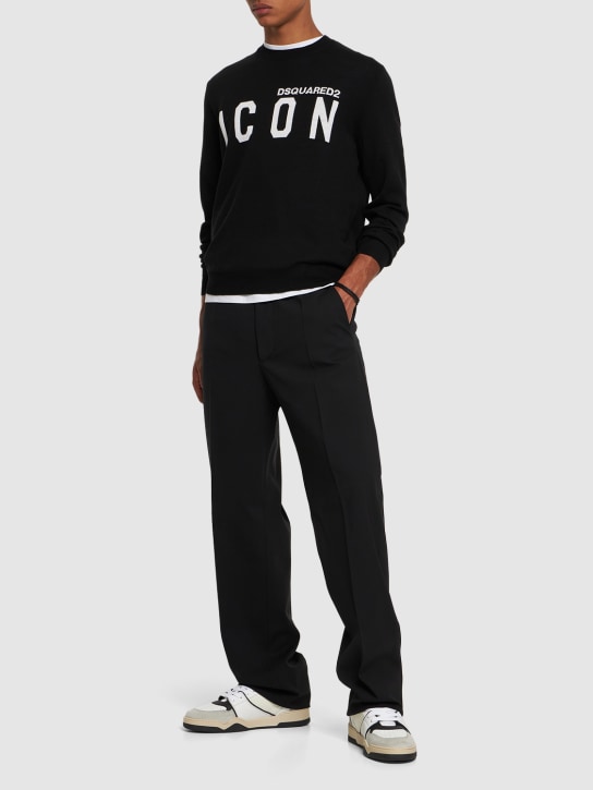 Dsquared2: Relaxed stretch wool pants - Black - men_1 | Luisa Via Roma