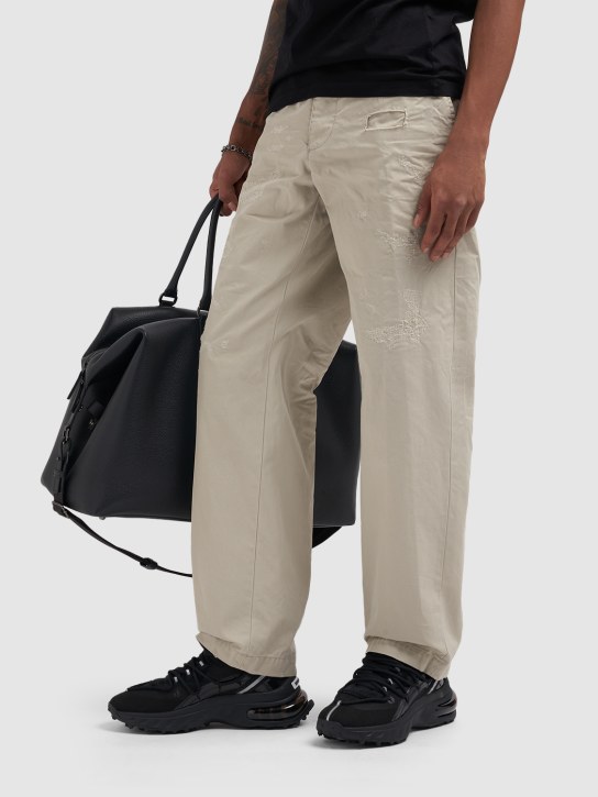 Dsquared2: Relaxed Fit cotton twill pants - Light Taupe - men_1 | Luisa Via Roma