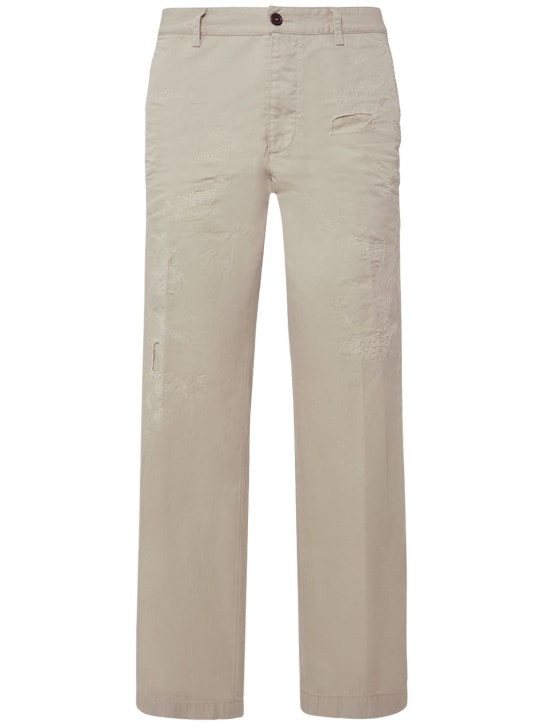 Dsquared2: Relaxed Fit cotton twill pants - Light Taupe - men_0 | Luisa Via Roma