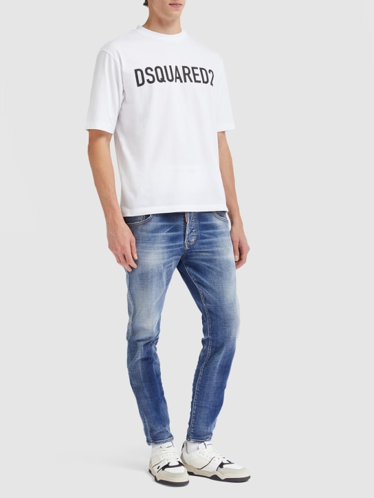 Dsquared2: Jeans Skater in denim di cotone stretch - Blu - men_1 | Luisa Via Roma