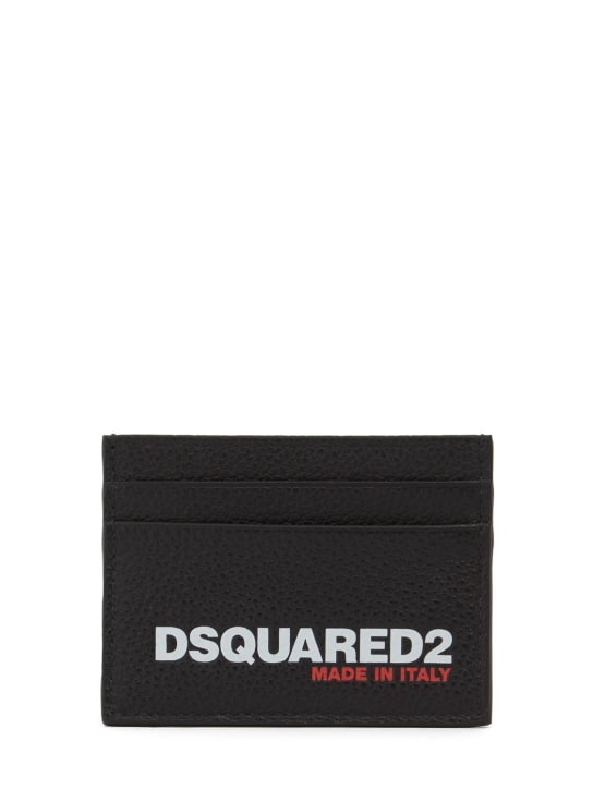 Dsquared2: Kartenhülle aus Leder mit Logo „Bob“ - Schwarz - men_0 | Luisa Via Roma