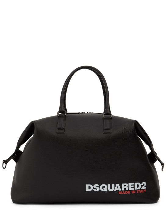 Dsquared2: Bob leather logo duffle bag - Black - men_0 | Luisa Via Roma