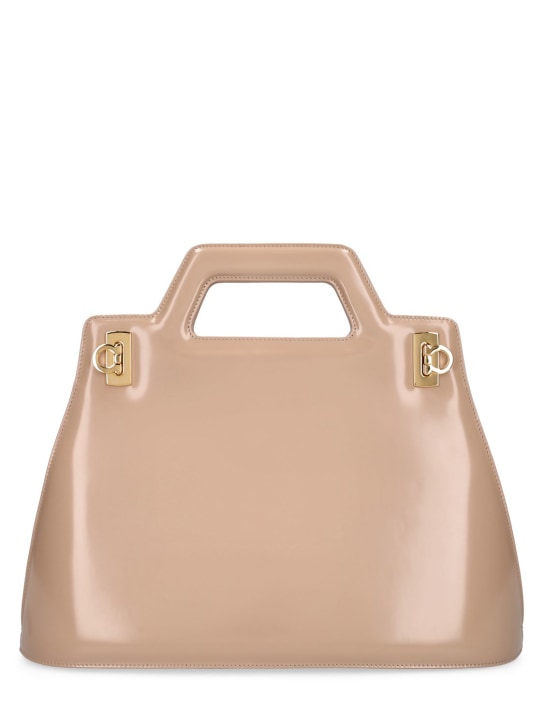 Ferragamo: Medium Wanda top handle bag - Beige - women_0 | Luisa Via Roma