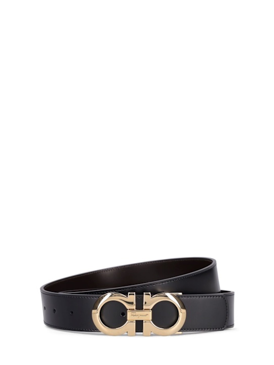 Ferragamo: 3.5cm Logo leather belt - men_0 | Luisa Via Roma